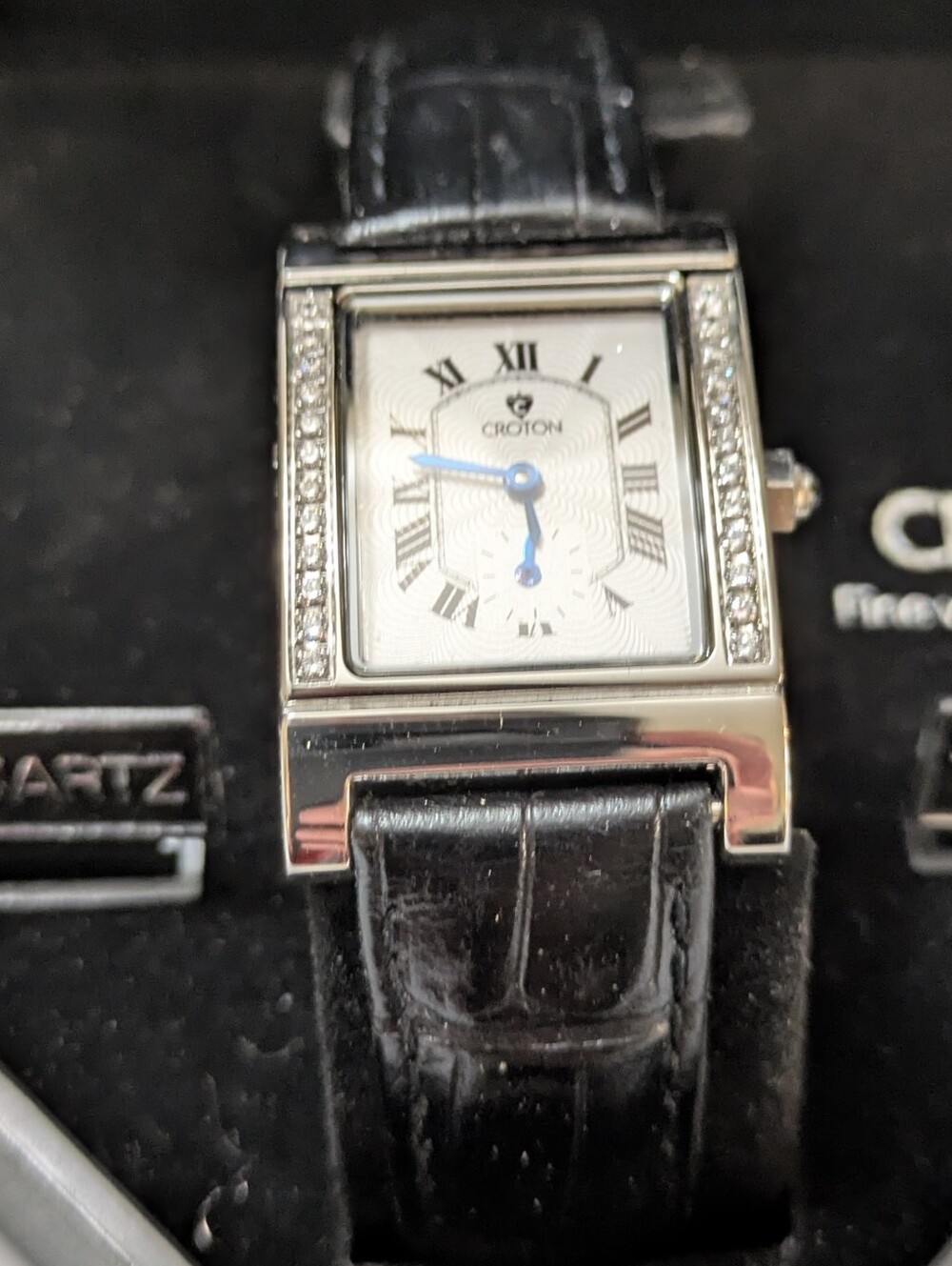 NEW Croton Women's Rectangular Quartz Watch - Diamond Accents & Box